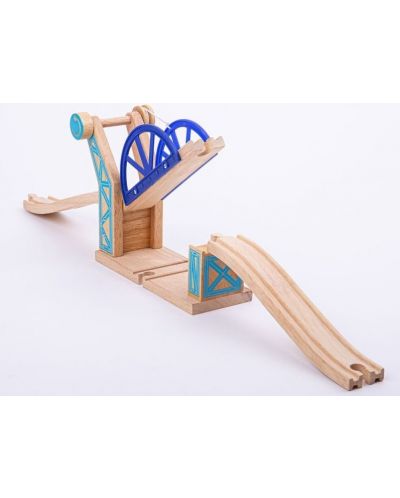 Drvena igračka Bigjigs - Pomični most, plava - 2