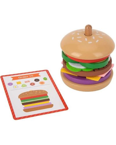 Drvena igra za nizanje Tooky Toy - Hamburger - 1