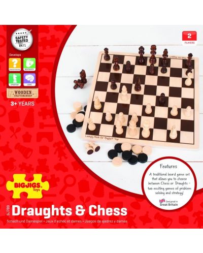Drvena igra 2 u 1 Bigjigs - Šah i backgammon - 4