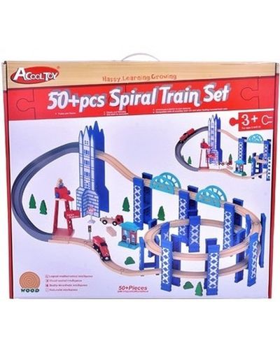Drveni vlak sa spiralnim tračnicama Acool Toy - 50 elemenata - 3