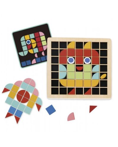 Drveni dječji mozaik Tooky Toy - Oblici u boji 4 u 1 - 2