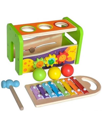 Drveni ksilofon Acool Toy - S loptama i čekićem - 1