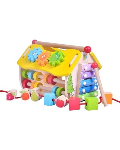 Drvena kuća Acool Toy - Sa ksilofonom, sorterom, zupčanicima, satom, abakusom - 2
