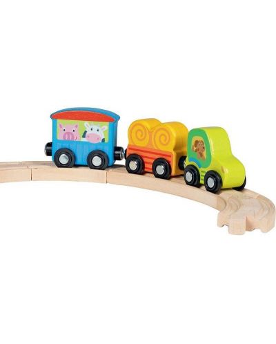Drvena igračka Goki - Traktor s prikolicom, s magnetnim priključkom - 2
