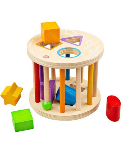 Drvena igračka za sortiranje Bigjigs - Kotrljajuća, sa figuricama - 1