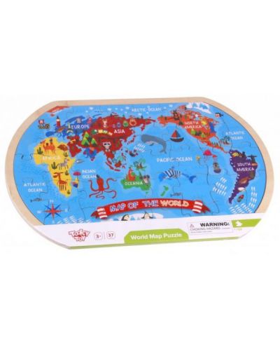 Drvena slagalica Tooky toy - Karta svijeta - 2