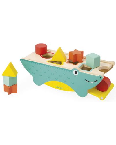 Drvena igračka za sortiranje Janod - Krokodil, s 8 kalupa - 3