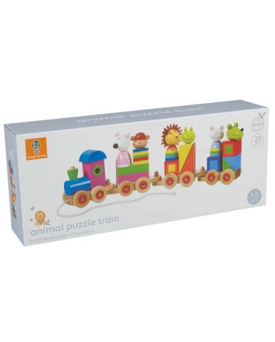 Drvena igračka Orange Tree Toys - Vlak slagalica i razvrstavač, životinje - 3