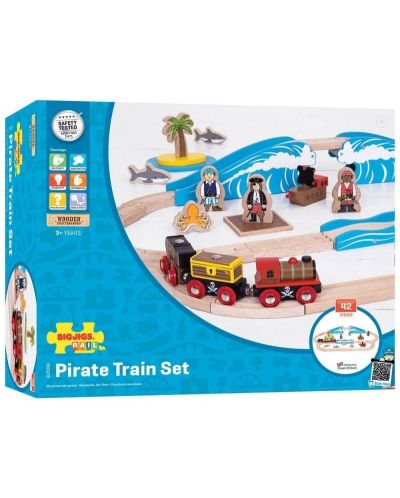 Drveni igralni set Bigjigs Rail – Piratski vlak i tračnice - 3