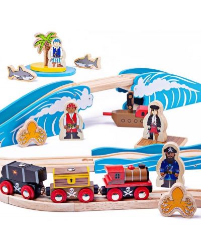 Drveni igralni set Bigjigs Rail – Piratski vlak i tračnice - 2