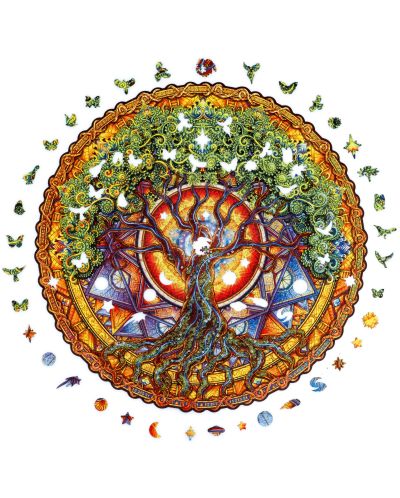 Drvena slagalica Unidragon od 700 dijelova - Mandala Drvo života (veličina RS) - 2