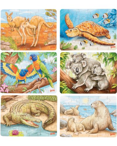Drvena mini slagalica Goki - Australske životinje, 24 dijela, asortiman - 1