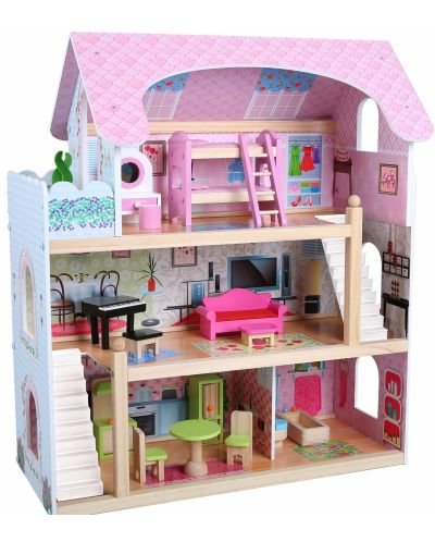 Drvena kućica za lutke Moni Toys - Mila, sa 16 dodataka - 1