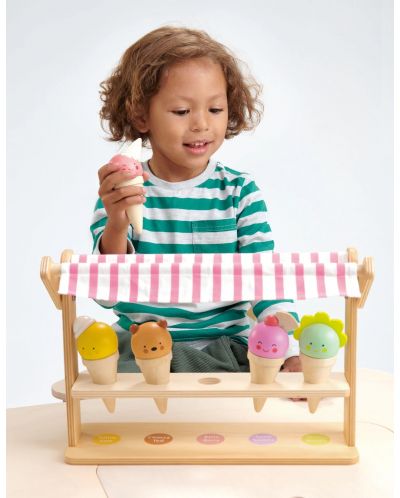 Drvena igračka Tender Leaf Toys - Štand sa sladoledom, osmijesi i korneti - 2