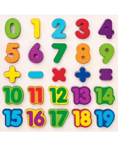 Drvena slagalica Woody - Brojevi od 1 do 20 i aritmetički znakovi - 1