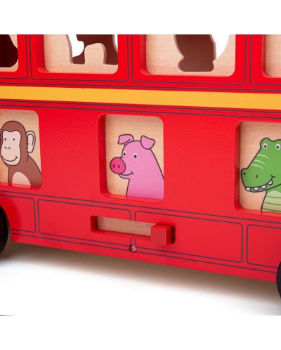 Drvena igračka za sortiranje Bigjigs - Autobus sa životinjama - 4