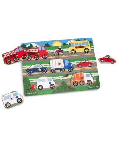 Drvena slagalica s ručkama Melissa & Doug – Vozila - 2