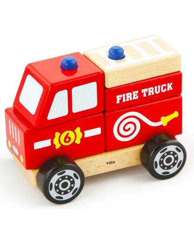 Drvena igračka za nizanje Viga - Vatrogasni kamion - 3