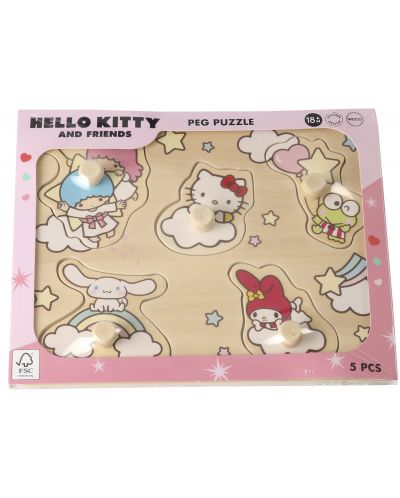 Drvena slagalica s ručkama Micki - Hello Kitty, 5 dijelova - 3