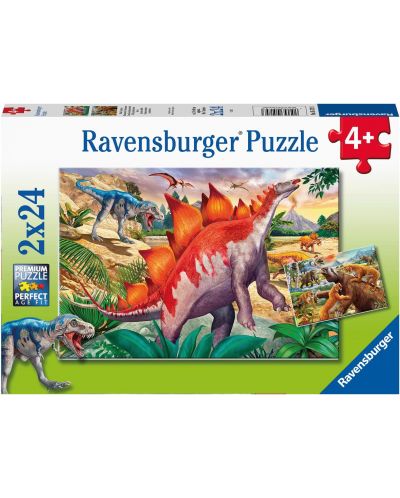 Dječja slagalica Ravensburger od 2 x 24 dijela - Jurski divlji svijet - 1