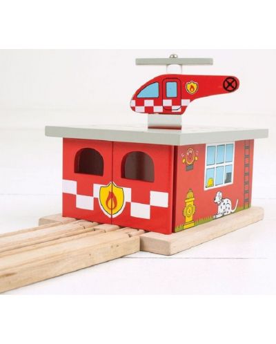 Dječja drvena igračka Bigjigs - Vatrogasna postaja - 3