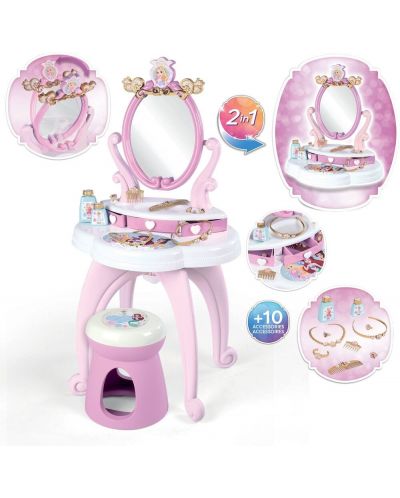 Dječji toaletni stol 2 u 1 Smoby Disney Princess - Frizerski salon - 2