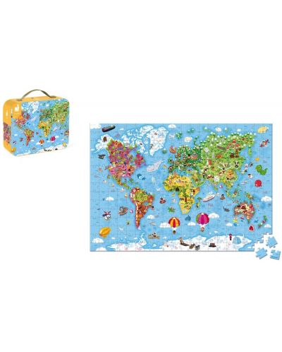 Dječja slagalica u koferu Janod - Karta svijeta, 300 dijelova - 2