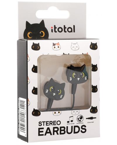 Dječje slušalice s mikrofonom I-Total - Cats Collection 11052, crne - 4