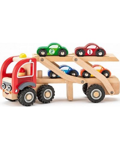 Dječja igračka Woody - Autotransporter s trkaćim automobilima - 1