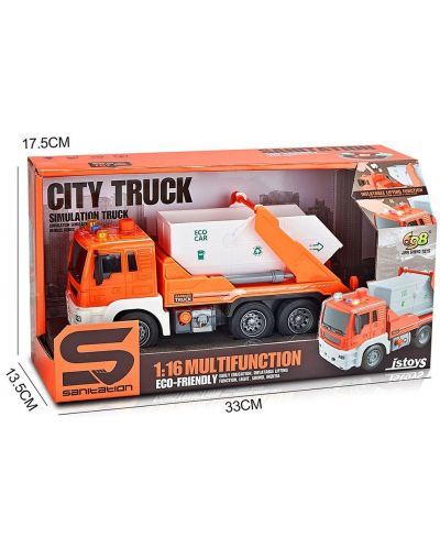 Dječji kamion Raya Toys - Truck Car, Kamion za smeće sa zvukovima i svjetlima, 1:16 - 2