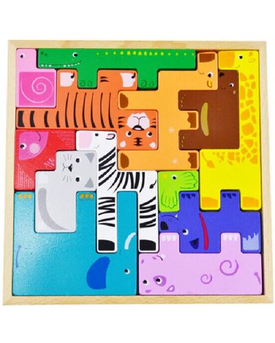 Dječja slagalica Acool Toy - Tetris sa životinjama, 13 dijelova - 1