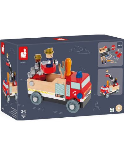 Dječja igračka Janod - Napravite vatrogasno vozilo, Diy - 1