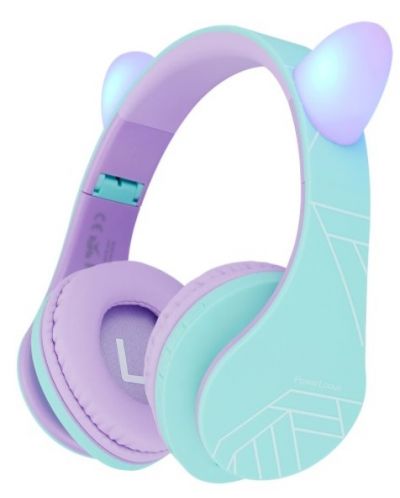 Dječje slušalice PowerLocus - P2, Ears, bežične, zeleno/ljubičaste - 1