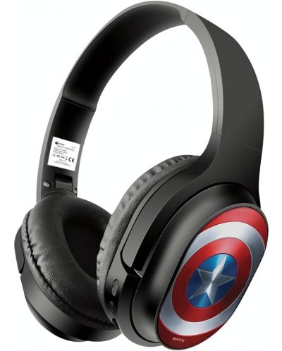 Dječje slušalice ERT Group - Captain America, bežične, crne - 1
