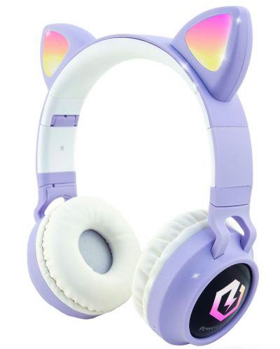 Dječje slušalice PowerLocus - Buddy Ears, bežične, ljubičasto/bijele - 1