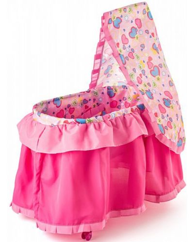 Dječja igračka Woody - Krevet za lutke s baldahinom, ružičasti - 1