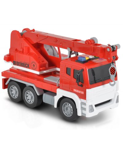 Dječja igračka Moni Toys - Kamion s dizalicom i kukom, crveni, 1:12 - 4