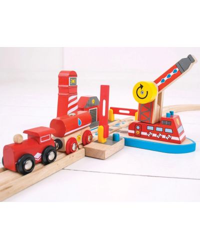 Dječji drveni set Bigjigs - Spašavanje u pomorskom vlaku od požara - 4