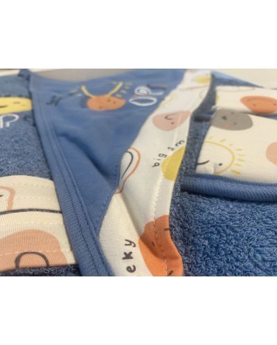 Dječji set za kupanje Miniworld - Ogrtač i ručnik, medo, sunce, plavi - 2