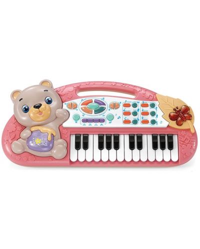 Dječji klavir Ocie – S medvjedićem i 24 tipke, ružičasti - 1