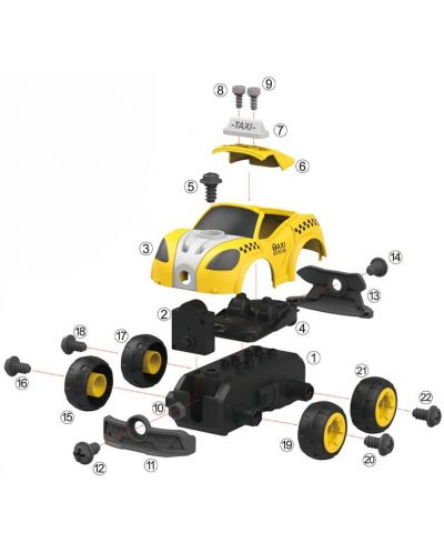 Dječji automobil za sastavljanje s odvijačem Force Link - Taxi - 2