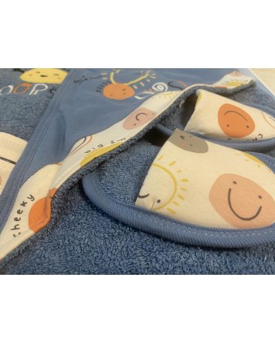 Dječji set za kupanje Miniworld - Ogrtač i ručnik, medo, sunce, plavi - 3