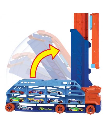 Dječja igračka Hot Wheels City - Auto transporter sa stazom za spuštanje, s autićima - 4