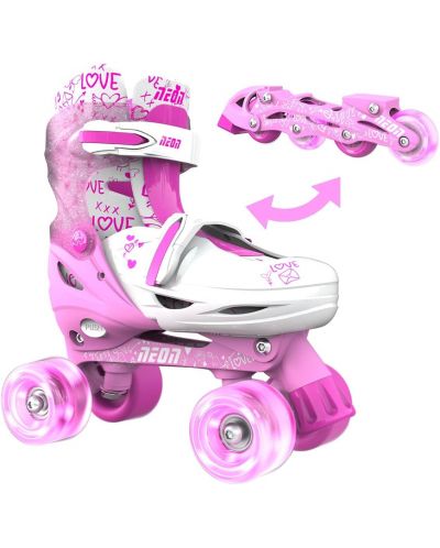 Dječje koturaljke 2 u 1 Yvolution - Neon Combo Skates, veličina 30-33, roze - 3