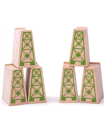 Dječja igračka Bigjigs – Drveni blokovi za podizanje tračnica, 12 komada - 1