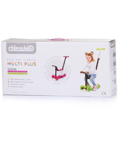 Dječji romobil 3 u 1 Chipolino - Multi plus, ružičasti - 6