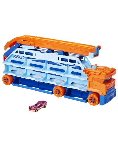 Dječja igračka Hot Wheels City - Auto transporter sa stazom za spuštanje, s autićima - 2