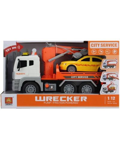 Dječja igračka City Service – Kamion s dizalicom i automobilom - 2