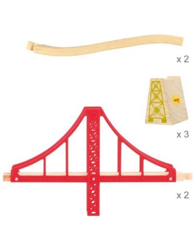 Dječja drvena igračka Bigjigs - Dvostruki viseći most - 3