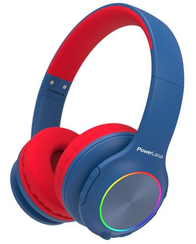 Dječje slušalice PowerLocus - PLED, bežične, plavo/crvene - 1